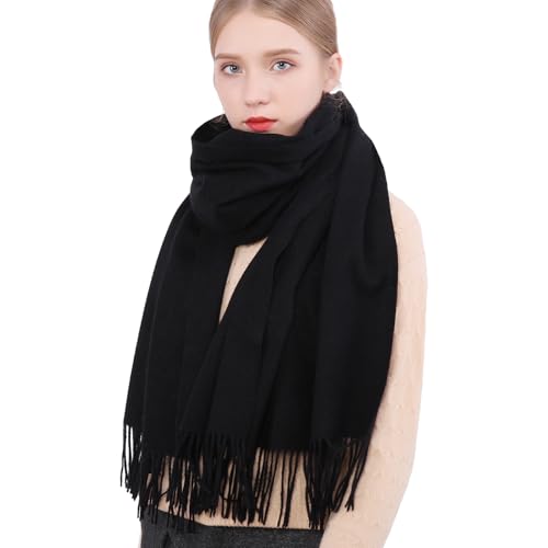 RIIQIICHY Winter Scarfs for Women Pashmina Shawls Wraps for Evening Dresses Large Warm Soft Scarves Black