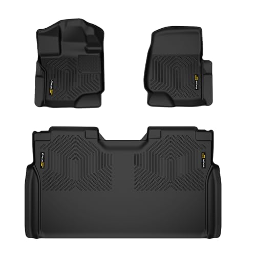 G-PLUS 3PCS Floor Mats,Compatible with Ford F150 Super Crew 2015-2025(Fit 22-24 Lightning Models),All Weather Full Cover Protection 1st & 2nd Row Carg