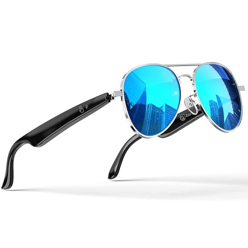 EarlySincere AI Smart Glasses, Smart Translation Glasses That Support 164 Language Translation, IP65 Waterproof Smart Sunglasses, Classic Aviator Sung