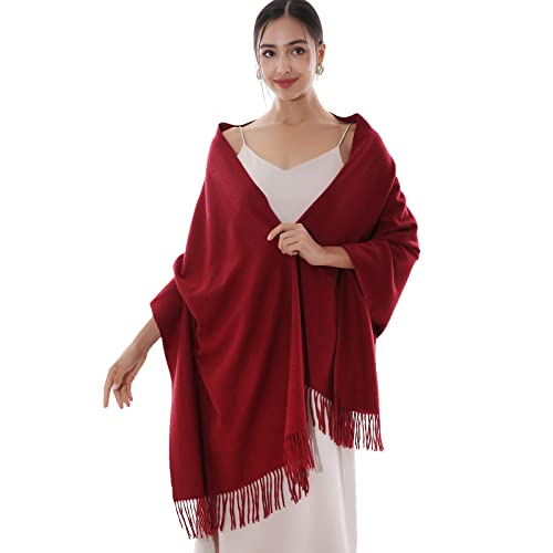 RIIQIICHY Winter Scarfs for Women Pashmina Shawls Wraps for Evening Dresses Large Warm Soft Scarves Burgundy