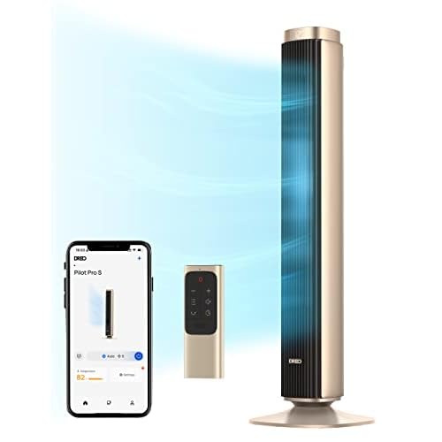 Dreo Tower Fan for Bedroom, 90° Oscillating Standing Fan with 40ft Far Airflow, 25dB Ultra Quiet DC Motor, 28ft-s Velocity, 12 Speeds, 42 inch, Smart