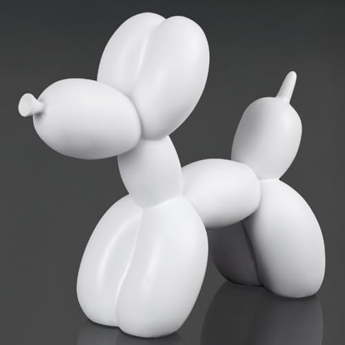 Notakia Creative White Balloon Dog Decor Statue Crafts Living Room Decor Desktop Decorations,Handmade Modern Small Shelf Animal Statue Ornament Home D