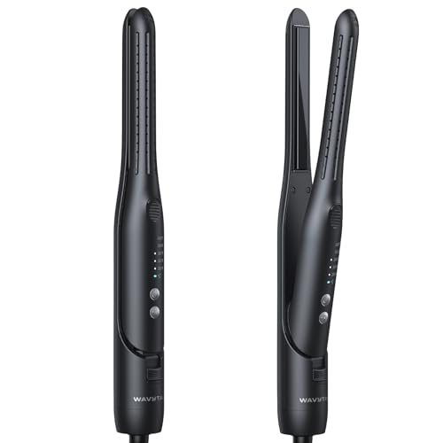 Wavytalk 0.65" Pencil Flat Iron, Cool Curl Pencil, Small Airflow Styler and Straightener for Short Hair, Pixie Cut and Edges, Curling Iron for Short H