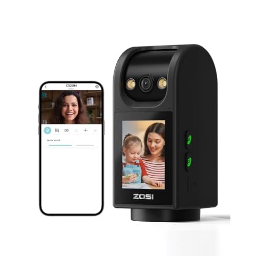 ZOSI C520M 4MP Indoor Security Camera, Pet-Baby Monitor, Home Camera With 2.8 Inch Screen, Pan-Tilt, AI Motion Detection, 2-Way Audio, 2.4G-5G Dual-Ba