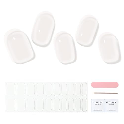 Semi Cured Gel Nail Strips, 20 pcs Gel Nail Stikers, Gel Nail Wraps Semi Cured, Salon-Quality, 2 Weeks Long Lasting, Crystal Clear