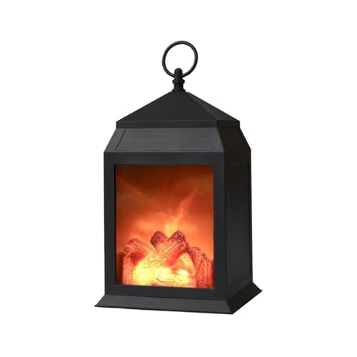 Fireplace Lantern and Battery Operated USB Operated 6 Hour Timer Included Tabletop Fireplace Lantern Indoor-Outdoor Fireplace Lamp (1 Pack House Shape
