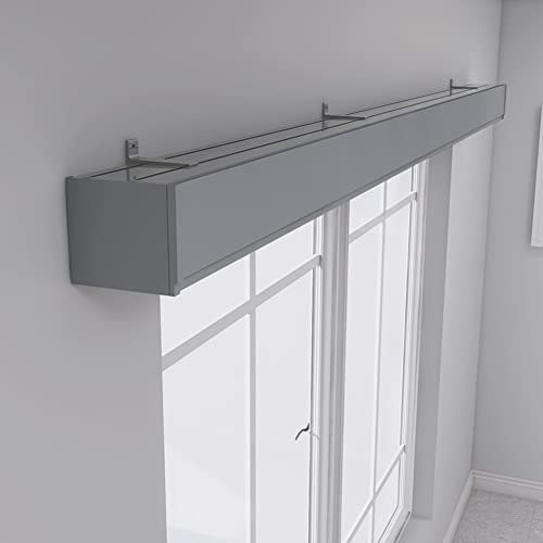 ZSHINE Four-in-One Curtain Double Tracks and Curtain Pelmet with Light Belt Opional Customize Length for Living Room Bedroom Kitchen Room Grey-wall Mo