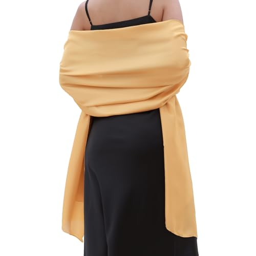 Womens Scarf Pashmina Shawls and Wraps for Evening Dresses Like Chiffon Silk Scarf for Bridal Weddings Yellow-2