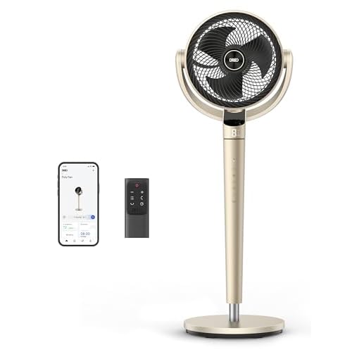 Dreo Pedestal Fan with Smart Control, 43'' Inches, 150°+120° Omni-Directional Oscillating Quiet Fans for Bedroom, 110ft Circulator Fan with DC Motor