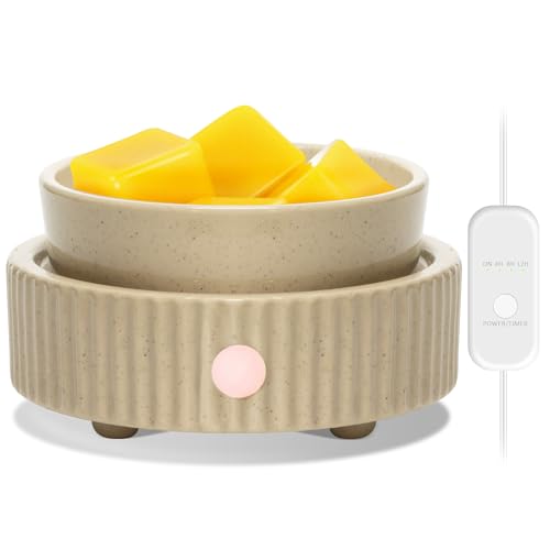 Wax Melt Warmer with 4 Timer- Ceramic 3-in-1 Melt Warmer for Scented, Electric Candle Wax Melter burnerfor Home Office Bedroom Fragrance, Home Décor