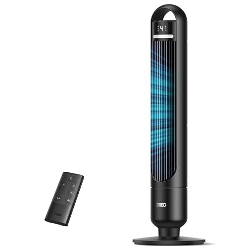 Dreo Tower Fan for Bedroom, 90° Oscillating Standing Fans for Room with 4 Speeds, 3 Modes, 28dB Quiet for Sleep, 25ft-s Velocity, 8H Timer, Remote, L