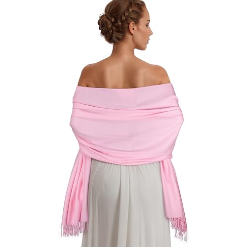 Pashmina Shawl Wraps for Women Large Winter Scarf Soft Shawls and Wraps for Evening Dresses Shawl for Wedding Pink