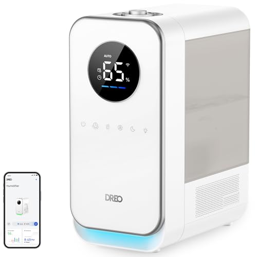 Dreo Humidifiers for Bedroom, Top-filled Smart Quiet Cool Mist Humidifiers for Large Room Home, Oil Diffuser & Nightlight, 50Hours Runtime for Indoor