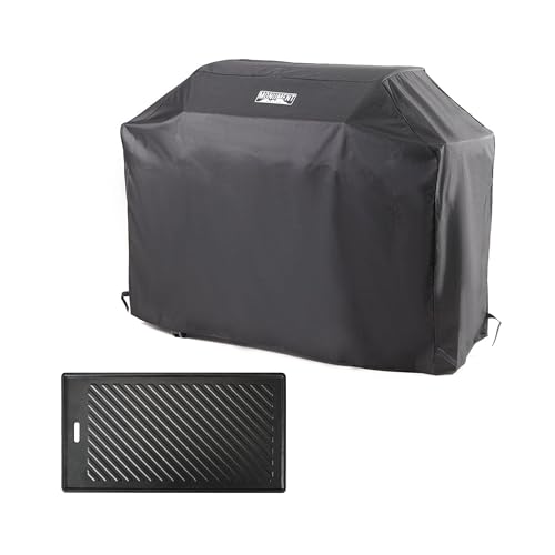 Monument Grills Heavy Duty 54-inches Gas BBQ Grill Cover 98475 for 4 Burner Grills and 9.45" x 17.7" 96333 Reversible Cast Iron Cooking Plate 96333