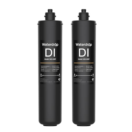 【0 TDS】 Waterdrop RODI Filter Replacement for WD-DI Deionization Water Filter System, Aquarium Filter Resin Replacement Cartridge, Hydroponics, WD