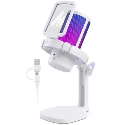 MAONO Gaming Microphone for PC with Noise Cancellation, USB Condenser Mic for Computer, Mac, Laptop, PS5, Streaming, Podcast, Twitch, YouTube, Discord