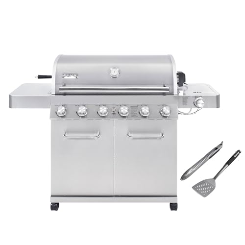 Monument Grills 77352 6-Burner Stainless Steel Cabinet Style Propane Gas Grill with Barbecue Tool Set(2 Items)