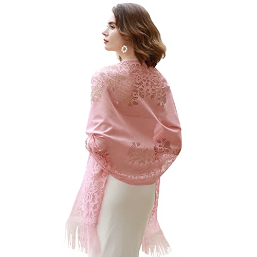 RIIQIICHY Shawls and Wraps for Evening Dresses Scarfs for Women Pashmina Wedding Formal Shawl Shell Pink-1