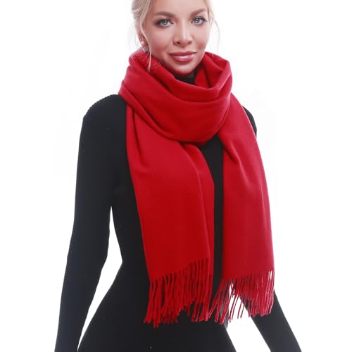 SWAT PANY Scarf for Woman Winter Warm Scarves Pashmina Shawls and Wraps Oversized Scarf Red