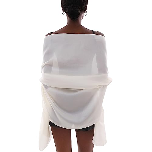 Womens Scarf Pashmina Shawls and Wraps for Evening Dresses Like Chiffon Silk Scarf for Bridal Wedding Ivory