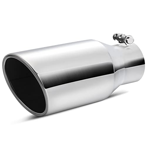 YITAMOTOR Exhaust Tip 2.5 Inch Inlet, 4" Outlet 9" Overall Length Stainless Steel Professional Diesel Exhaust Tips, Polished Finish Exhaust Tail Tip f