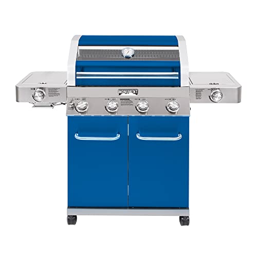 Monument Grills Larger 4+2 Burner Propane Gas Grills Stainless Steel Cabinet Style with Clearview® Lid, Knob Controls, Built-In Thermometer, Infrared