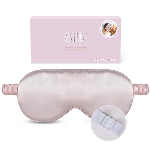 Organic Natural Silk Sleep Mask: 100% Mulberry Silk 25 Momme 6A Soft Pure Weighted Eye Mask for Sleeping with Adjustable Strap Zero Pressure Blindfold