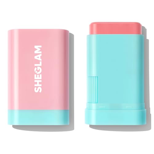 SHEGLAM Glass Glow Blush Stick Cream for Cheek and Lip, Waterproof Hydrating Tinted Solid Moisturizer Blendable Natural Grow Nude Face Blush Makeup-Pi