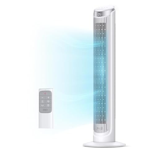 Dreo Tower Fans for Bedroom, 90°Oscillating Fans for indoors,5 Speeds 4 Modes Max 26ft-s, 12H Timer, LED Display with Touch, Remote, 40" Quiet Bladel
