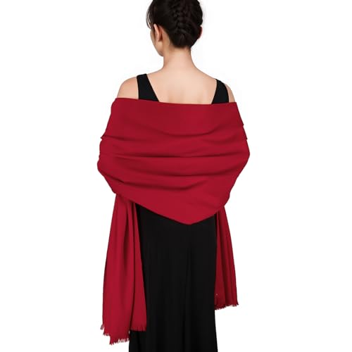 SWAT PANY Pashmina shawls and wraps for Evening Dresses Scarf for Women Winter Shawl Wraps for Women Weedings Red