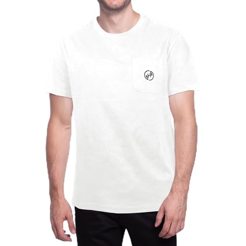 HANDLANDY Mens Work T-Shirt, Crew Neck Short Sleeve T Shirts for Men Casua Pocket Cotton Tee White 3X-Large