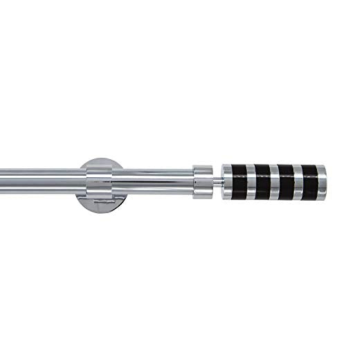 GCurtain Adjustable Single Curtain Pole, 110-210cm, 3-4 Inch Diameter, Wall-Ceiling Mount, Black Cylinder Finials Black Cylinder 110-210cm, 3-4" Diame