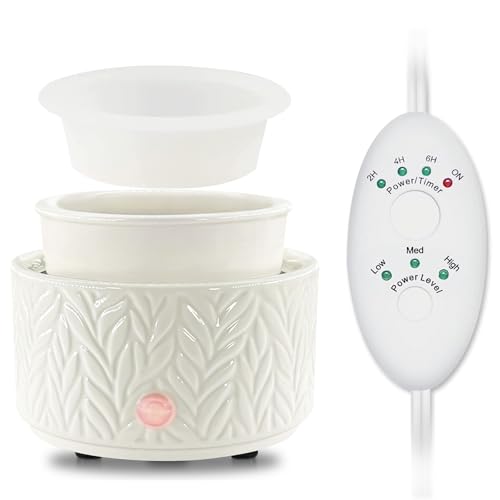 Wax Melt Warmer with Timer-3-in-1 Wax Melter Burner with Silicone Liner, Fragrance Warmer for Scented Candles, Wax Tarts, Essential Oils to Freshen Ho