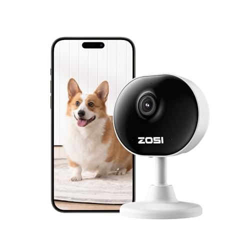 ZOSI Indoor WiFi Camera,1080P Home Mini CCTV Dome Camera, House Security Camera for Elder-Baby-Dog-Pet Monitor with App, Day and Night Video, Alexa en
