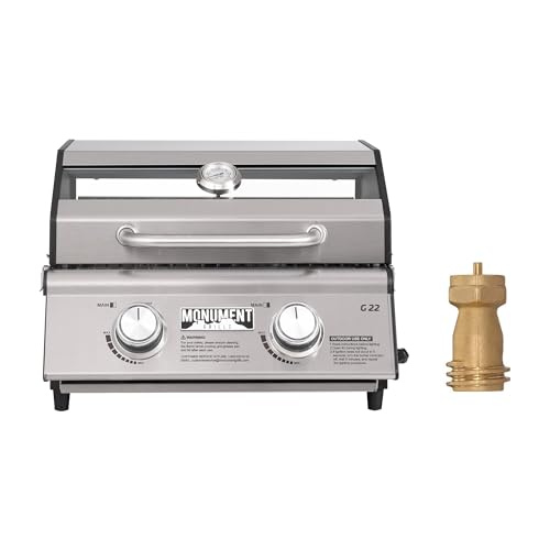 Monument Grills Clearview® 2-Burner Tabletop Propane Gas Grill with 1 Pound Tank Adapter(2 items) Clearview Grill with Tank Adapter