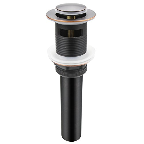 Oil Rubbed Bronze Pop Up Drain, Bathroom Vessel Lavatory Vanity Faucet Sink Drain Stopper, ORB with Overflow Small Popup Cap Orb