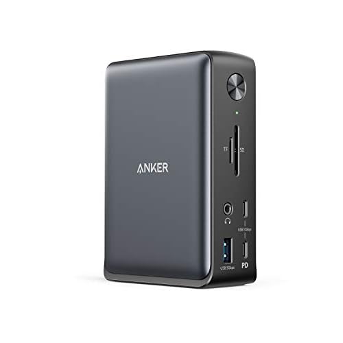 Anker 575 USB-C Docking Station (13-in-1), 85W für Laptops, 18W für Smartphones, HDMI, 1Gbps, USB-A Gen 1, USB-C Gen 2, Ethernet, Audio, SD 3.0, Del