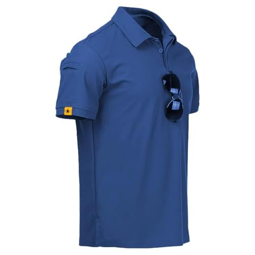 ZITY Mens Polo Shirt Short Sleeve Sports Tactical T-Shirt Athletic Golf Polos Daily Casual Stylish Collared Shirts for Men Blue XX-Large