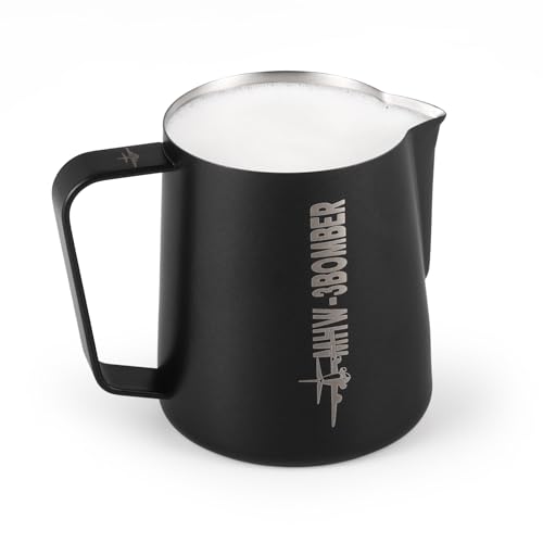 MHW-3BOMBER Milk Frothing Pitcher, 16oz-450ml Milk Frother Cup for Barista, SUS304 Stainless Steel Espresso Steaming Pitchers for Milk-Coffee-Latte Ar