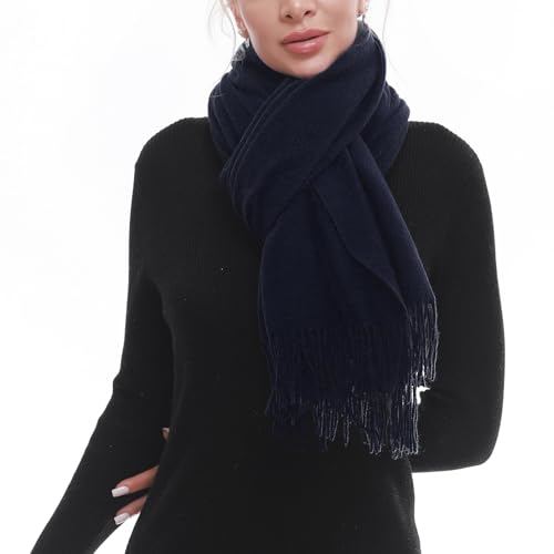 SWAT PANY Scarf for Woman Winter Warm Scarves Pashmina Shawls and Wraps Oversized Scarf Navy