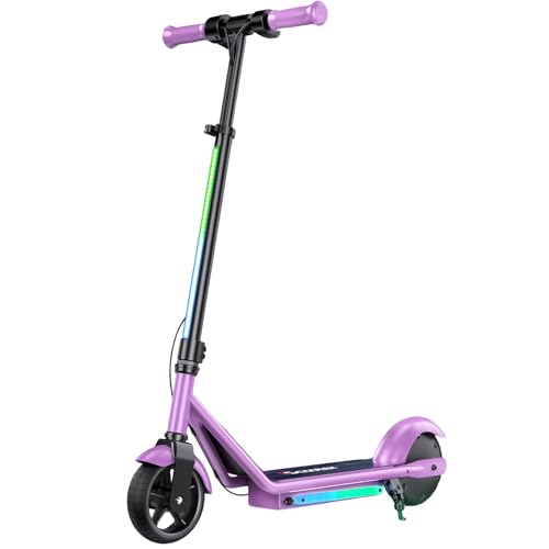 iScooter IK3-IK3Pro Electric Scooter for Kids Aged 6-12, LED Display, 3 Speeds, 3 Heights (IK3Pro), Magnetic Charging, 150W Motor, Colorful Lights Pur