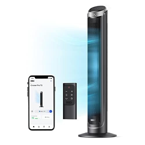 Dreo Smart Tower Fan for Bedroom, 90° Oscillating 40" Standing Fan, 26ft-s High-Speed 5 Speeds 4 Modes, Quiet Room Floor Fans, Touch-Remote-APP & Voi