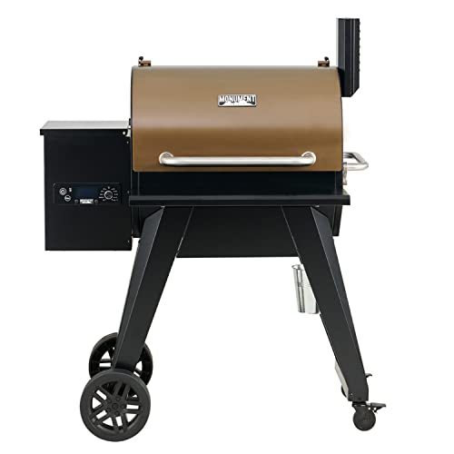 Monument Grills 86030 Wood Pellet Grill and Smoker for Outdoor Cooking, with chimney, Bronze 703 sq.in