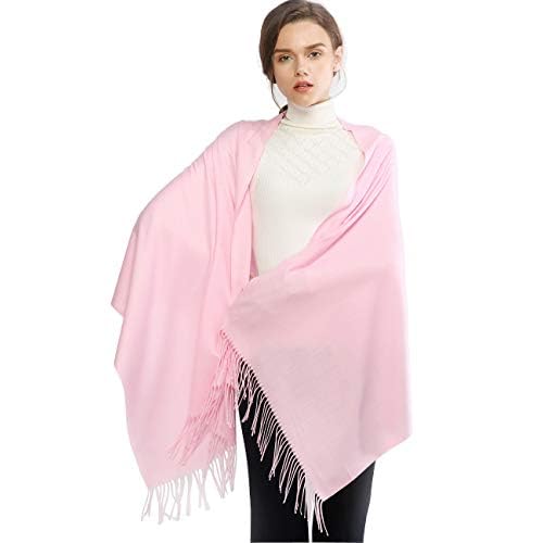 RIIQIICHY Women's Scarf Pashmina Shawls and Wraps for Evening Dress Bridesmaid Wedding Bridal Winter Warm Long Large Scarves Pink-1