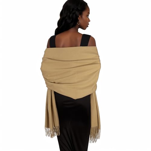 Womens Winter Scarf Pashmina Shawls and Wraps for Evening Dresses Warm Blanket Scarf for Wedding Camel