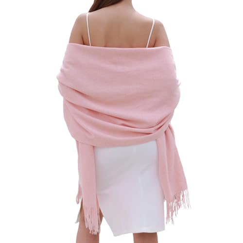 SWAT PANY Winter Scarfs for Women Pashmina Shawls and Wraps for Evening Dresses Warm Shawl Wraps for Women Weddings Light Pink