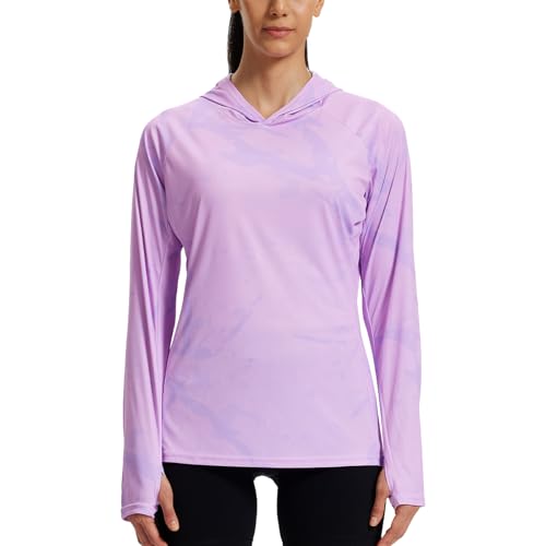 LOOGU Women's UPF 50+ Sun Protection Hoodies Shirts Slim Fit Long Sleeve Lightweight Quick Dry UV Fishing Hking Outdoor Slim Fit Small Spretta Light P