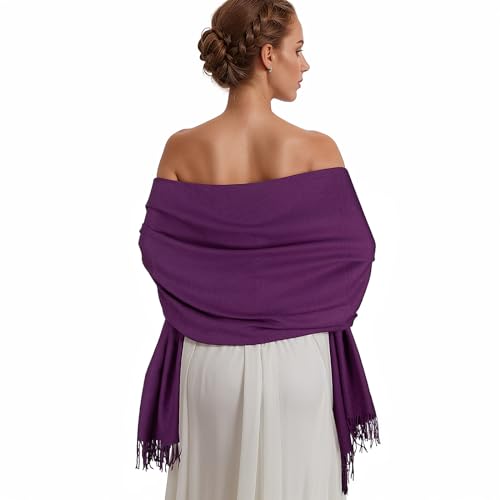 Pashmina Shawl Wraps for Women Large Winter Scarf Soft Shawls and Wraps for Evening Dresses Shawl for Wedding Purple