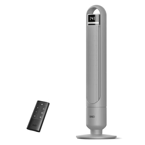 Dreo Tower Fan for Bedroom, 90° Oscillating Fan, Standing Fan with 3 Modes, 4 Speeds, 8H Timer Cooling Fans for Home, Living Room, Office, Grey, TF11
