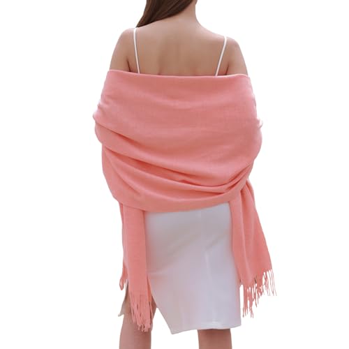 SWAT PANY Winter Scarfs for Women Pashmina Shawls and Wraps for Evening Dresses Warm Shawl Wraps for Women Weddings Peach